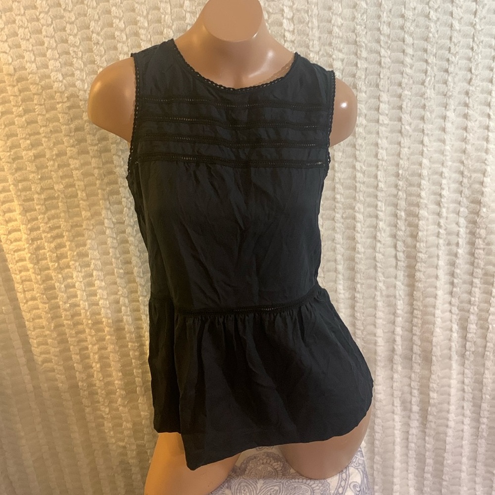 Madewell Size S Silk Lace Trim Peplum Blouse